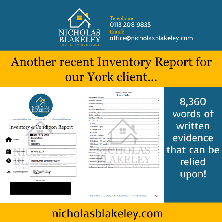 Another recent Inventory Report for our York client – Ingleton Walk